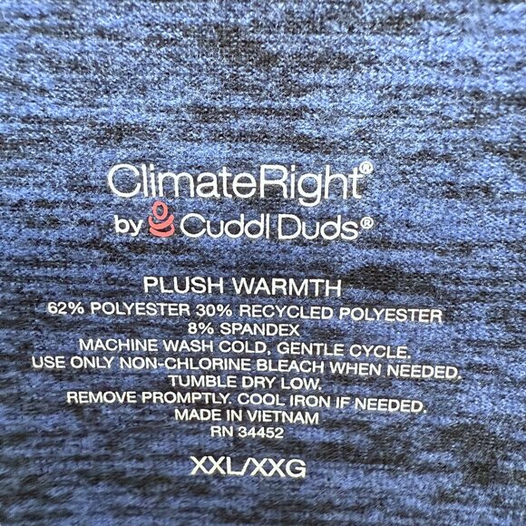 CUDDL DUDS Climate Right Top XXL Blue Mock Neck Fleece Lined Performance Womens - Picture 6 of 9